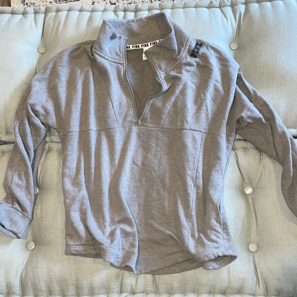 Euc large Victoria’s Secret pink 1/4 zip light weight pullover